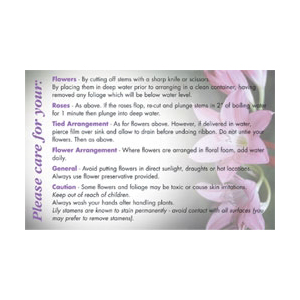 Cut Flowers - Care Card