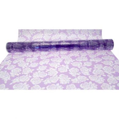 Cellophane Film Roll 8 0cmX100mt Lilac Cut Out Roses Film