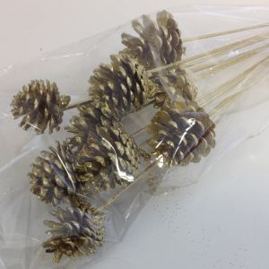 Pick Pine Cone Gold Glitter (10)