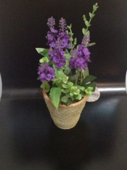 Artificial - Potted Lavender in Rustic Pot