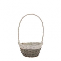 Basket Round Grey Chipwood w White Rim