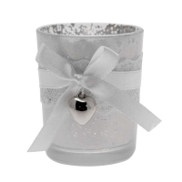 Candle Holder White  with Ribbon Decor