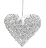 Wicker Heart White 40cm