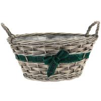 Basket Round with Ears with Green Hessian Bow