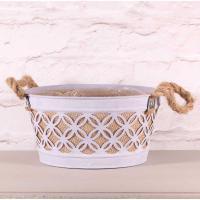 Planter Round  with Hessian and Rope Handle in Lilac (23cm)