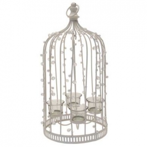Bird Cage Candleholder with Beads