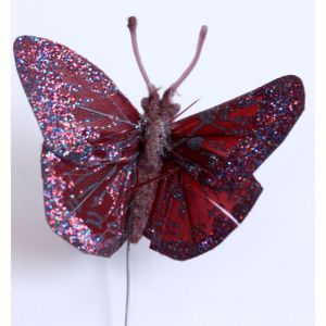 Butterfly - Small - Burgundy  w Glitte