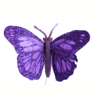 Dark Purple Painted Butterfly with Glitter