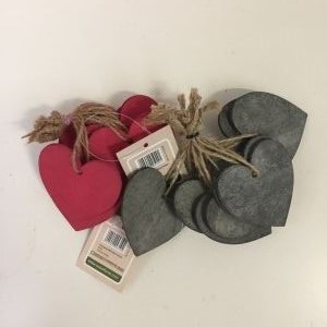 Hanging Wooden Heart Tags Grey
