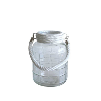 Glass Candle Holder with Rope Handle (20cm)