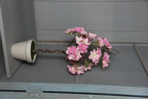 Artificial Pale pink Blossom in Grey Pot 40cm