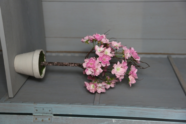 Artificial Pale pink Blossom in Grey Pot 40cm