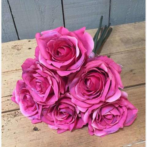 Bouquet Rose X6 Tea rose Pink 40cm