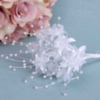 White Flower with Pearls x12