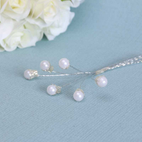 Pearl on Wire Silver x6