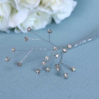 Rainbow Diamante on Wire Silver x6 (4mm)