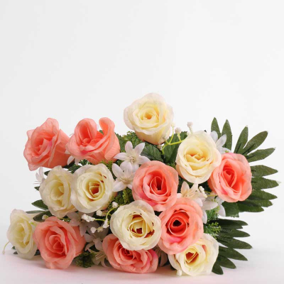 Artificial Tropical Rose Bush Peach