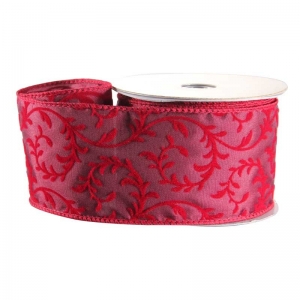 Ribbon Red w Red Flocked Swirls