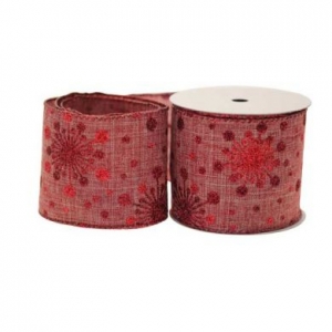 Ribbon Red w Red Glitter Snowflakes