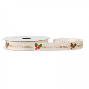 Ribbon Cream GG With Holly\Merry Christmas