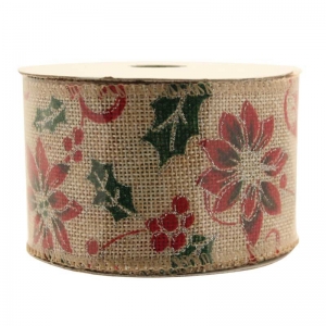 Ribbon Natural Jute Holly/Poinsettia
