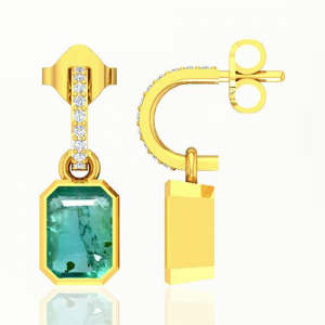 Emerald Octagon 0.67Cts Brilliant Diamond Cluster Pendant In 18K White & Yellow Gold